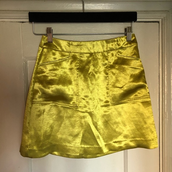 silence + noise Dresses & Skirts - Silence + Noise Satin Electric Lime Mini skirt